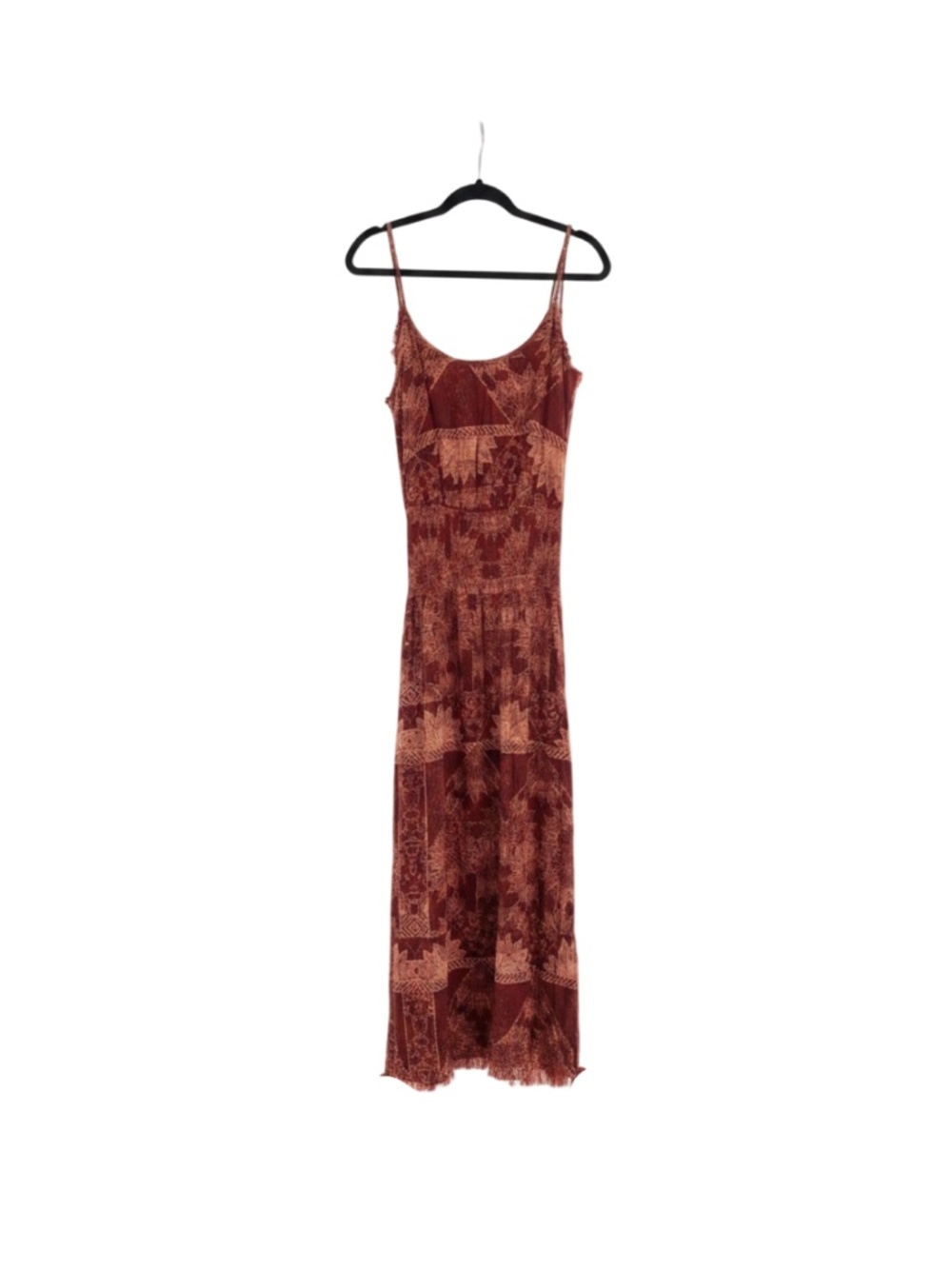 O’Neill Printed Smocked Waist Maxi Dress in Crimson Size Medium